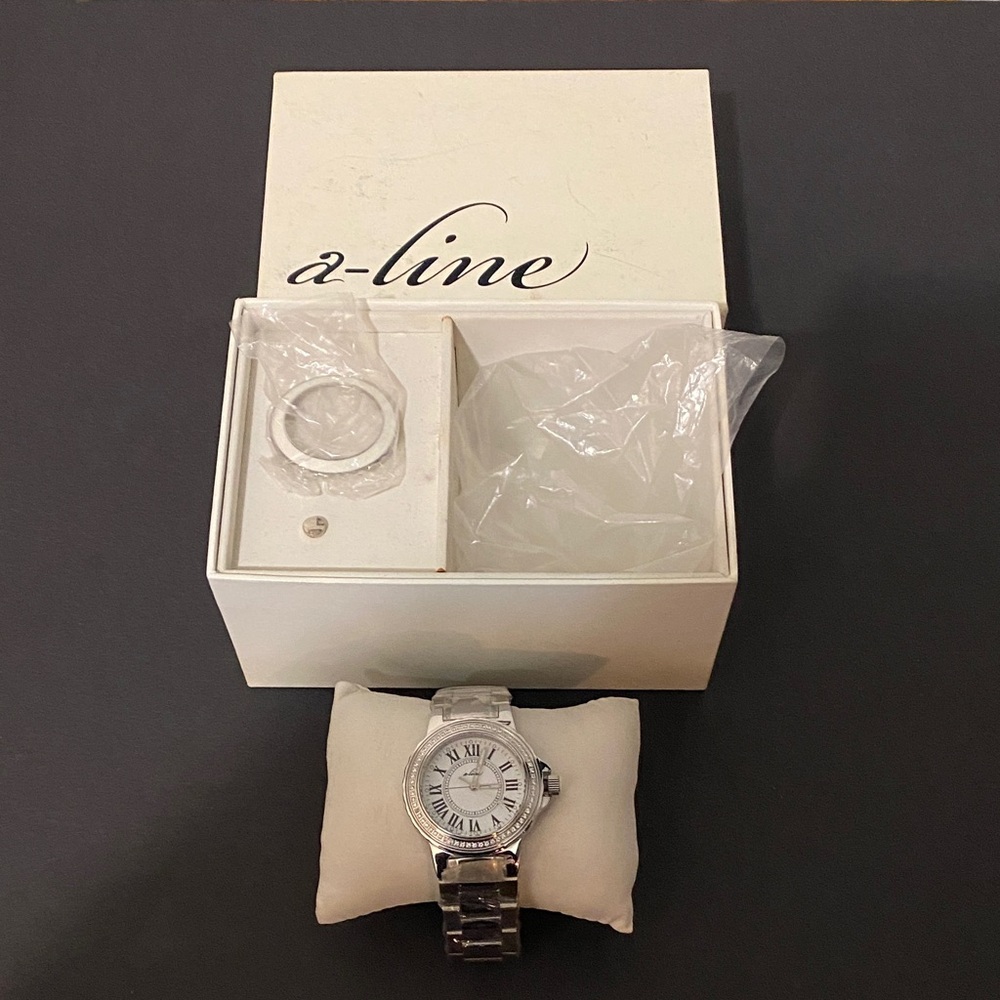 a-line Marina Women's Silver Stainless Steel Roman Numeral Watch